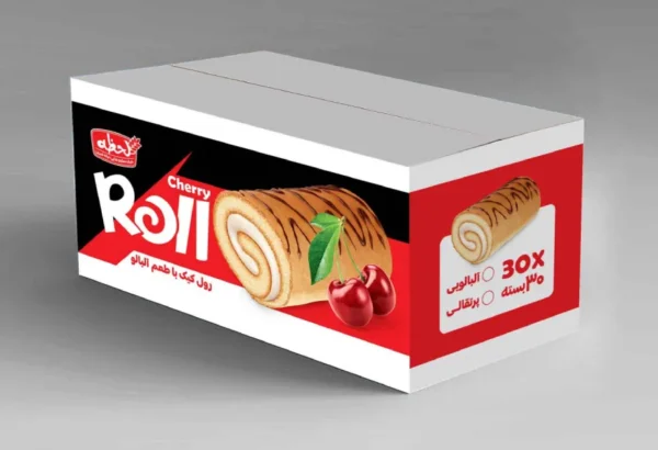 Strawberries roll cake carton - صنایع غذایی دنیای شیرین