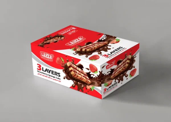 Three layer sponge cake Strawberries carton - صنایع غذایی دنیای شیرین