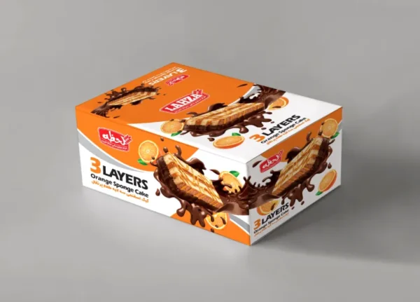 Three layer sponge cake orange carton - صنایع غذایی دنیای شیرین